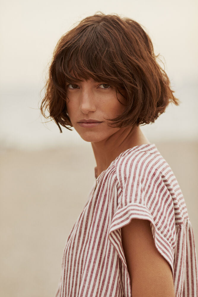 PT BETTINA BLOUSE B RUSSET STRIPE