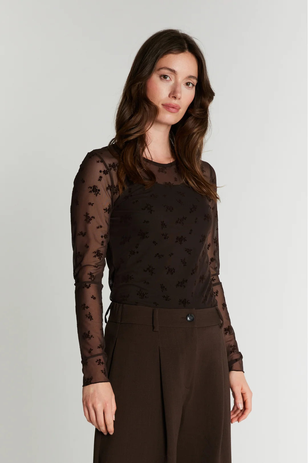 RDF ROUND NECK BLOUSE CHOCOLAT