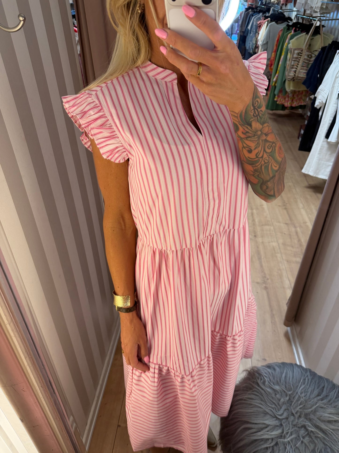 CONTINUE BEA PINK STRIPE LONG PINK