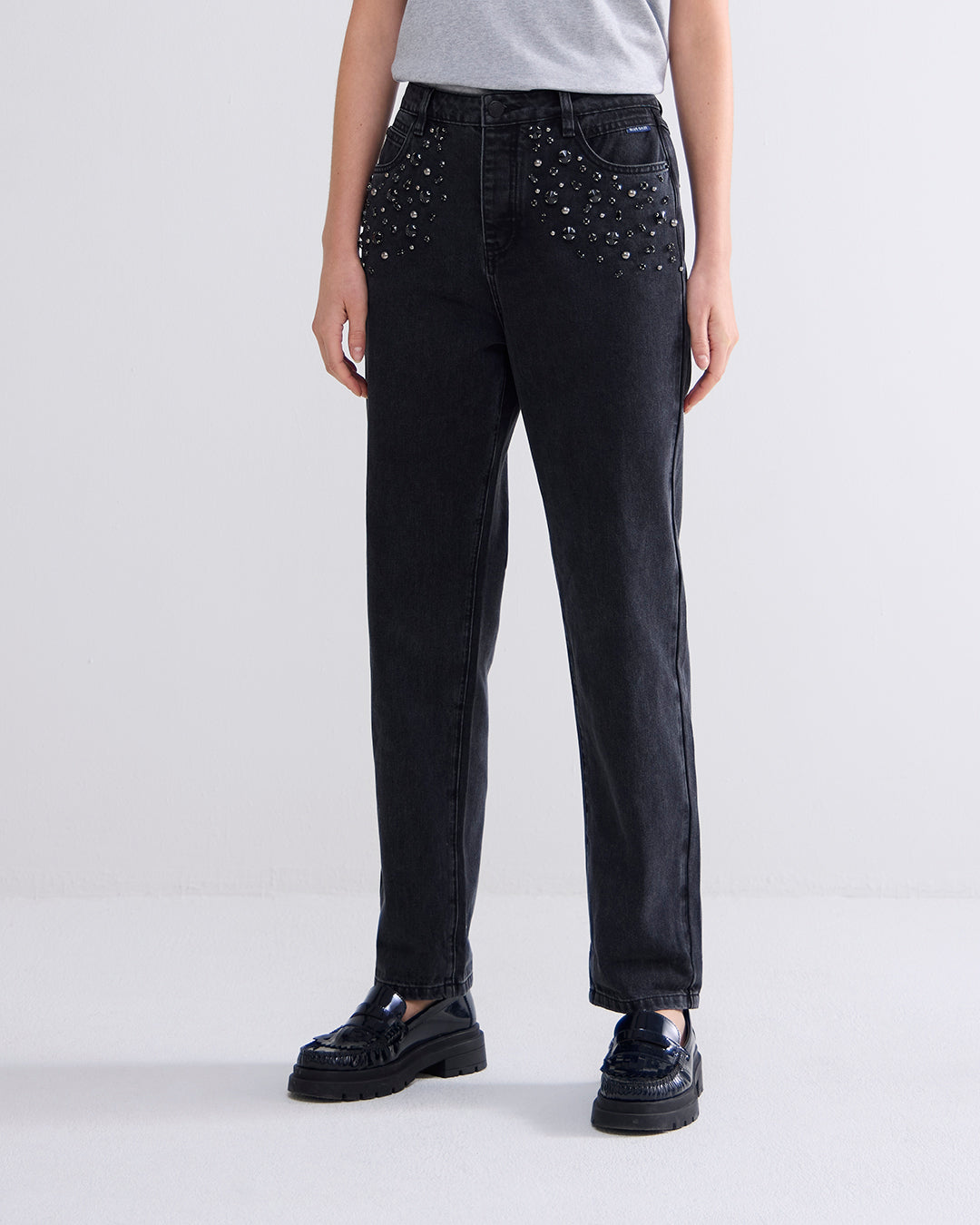 SUMMUM BLACKE DENIM JEANS WITH STON