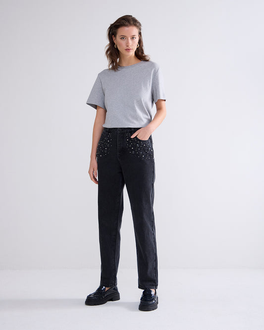 SUMMUM BLACKE DENIM JEANS WITH STON