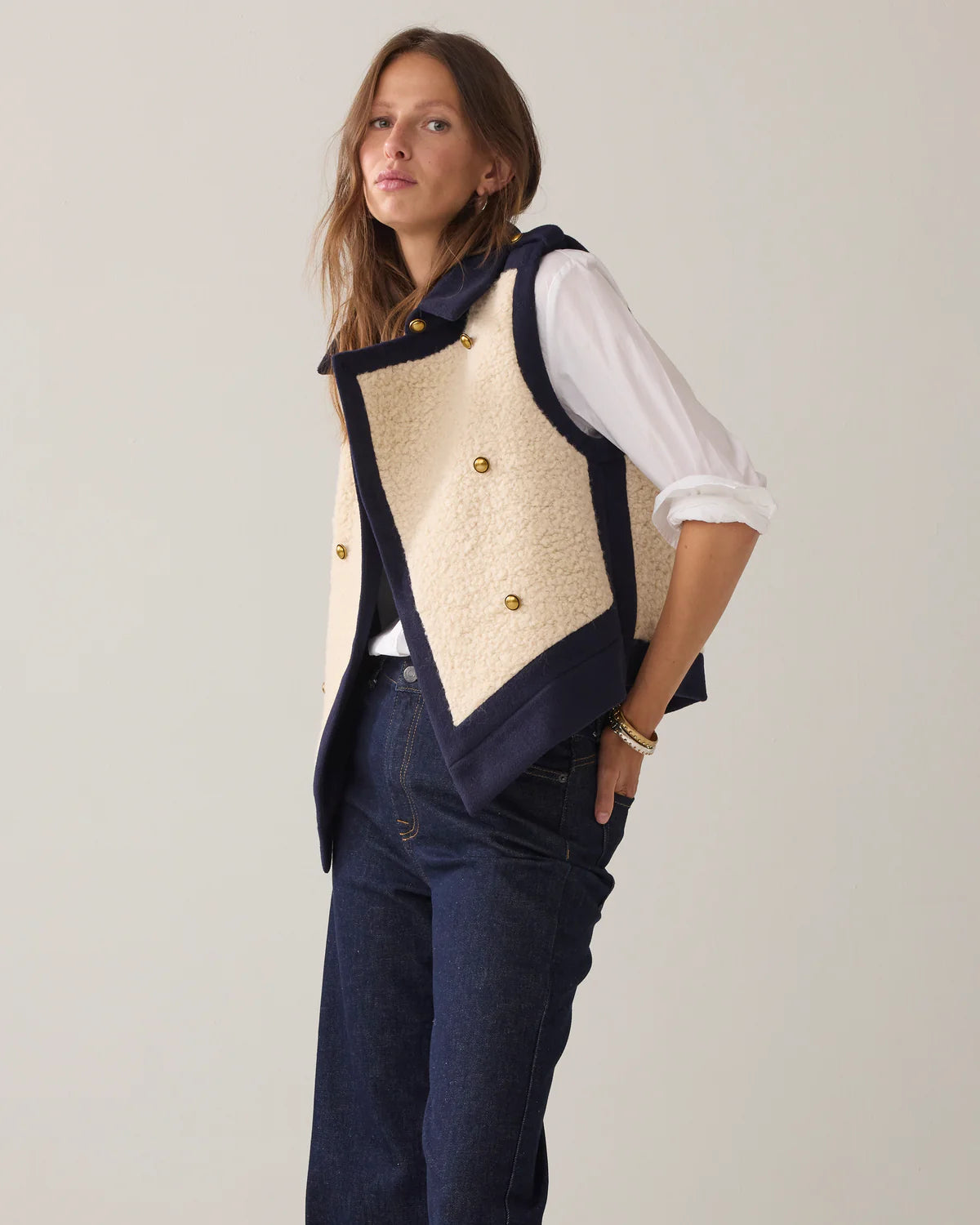 SUMMUM GILET BOUCLE VEST BLUE
