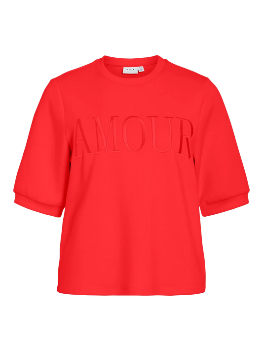 VILA VISIF 2/4 EBR. SWEAT POPPY RED