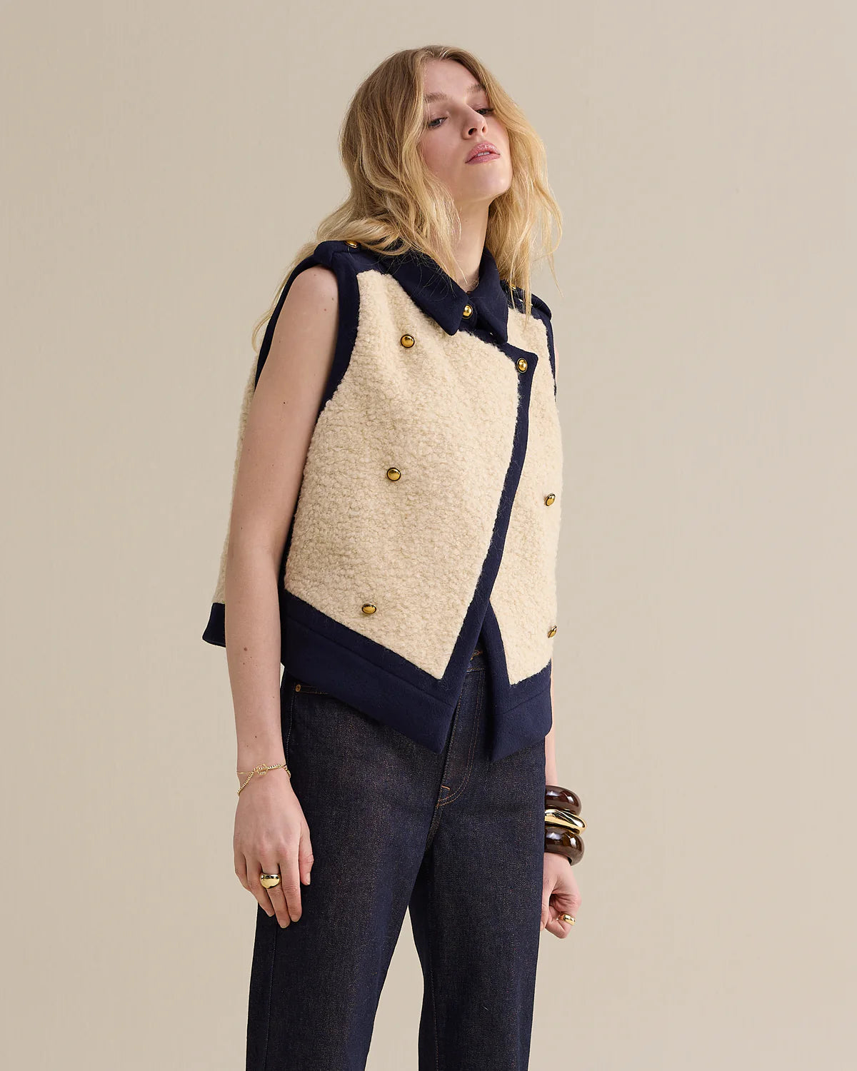SUMMUM GILET BOUCLE VEST BLUE