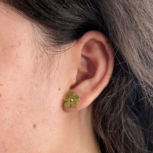 MS FLOWER STUD 18K GOLD PLEATED