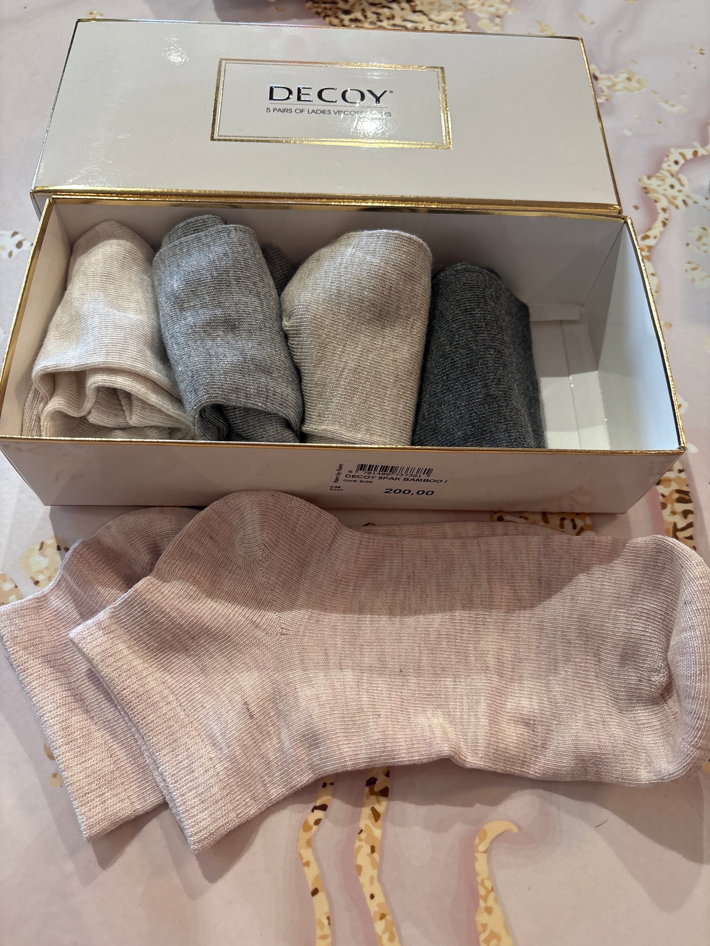 DECOY 5PAK BAMBOO SOCKS SAND/GRÅ/RO