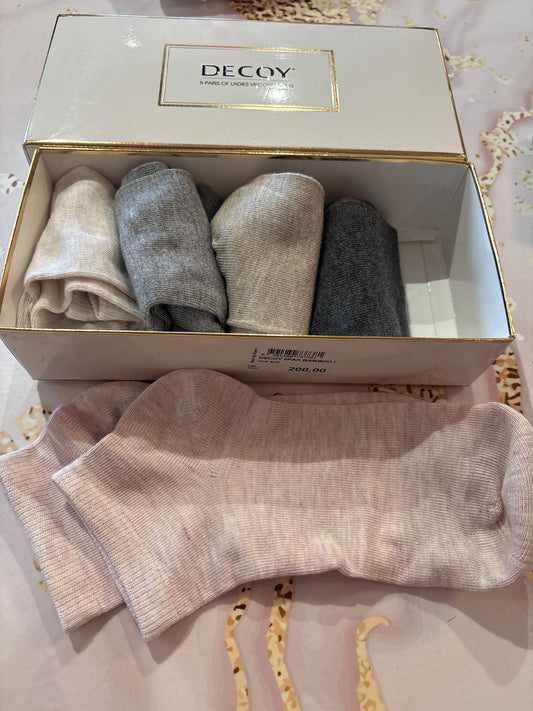 DECOY 5PAK BAMBOO SOCKS SAND/GRÅ/RO