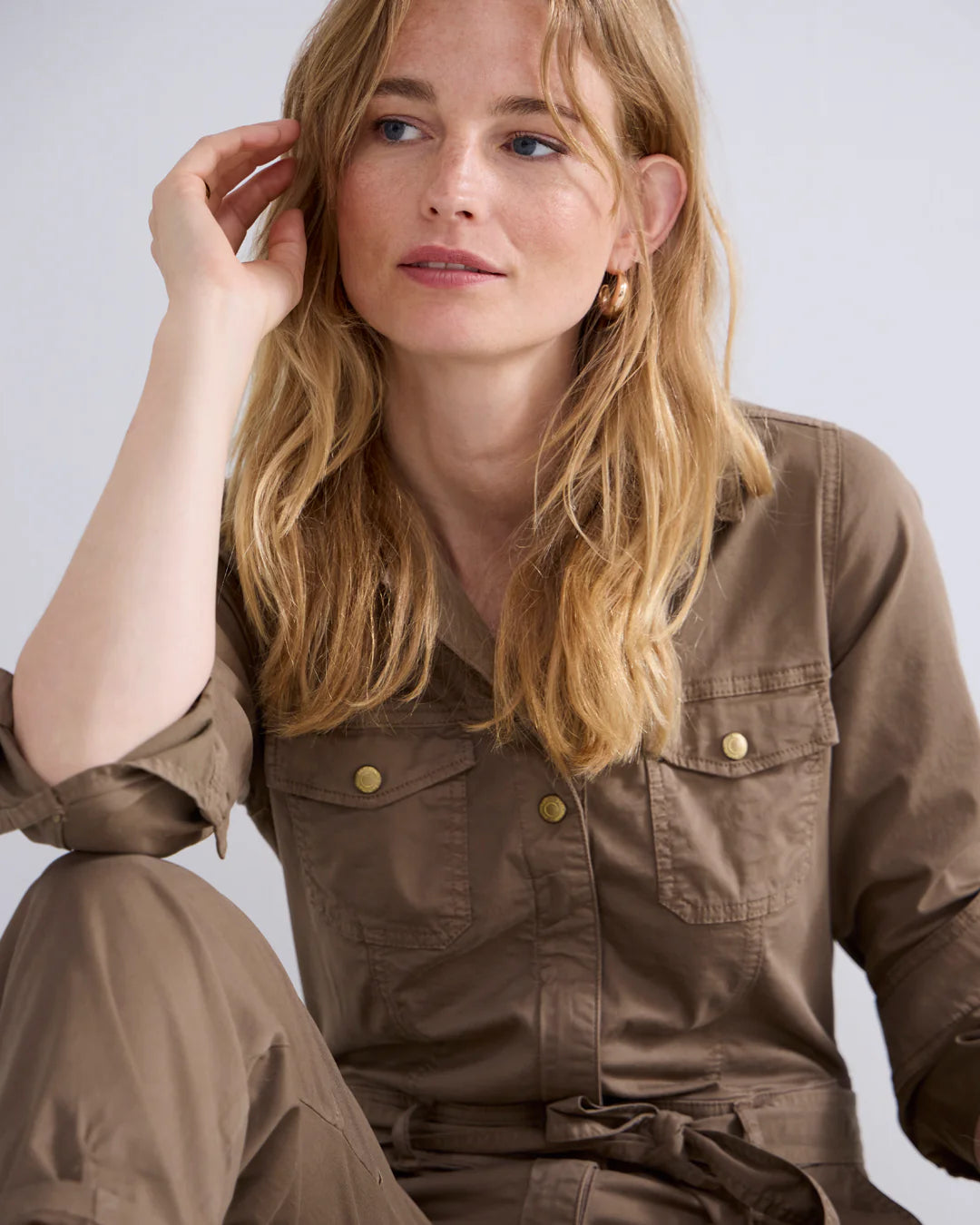 SUMMUM  JUMPSUIT  BUTTER TENCEL TWILL OLIVE