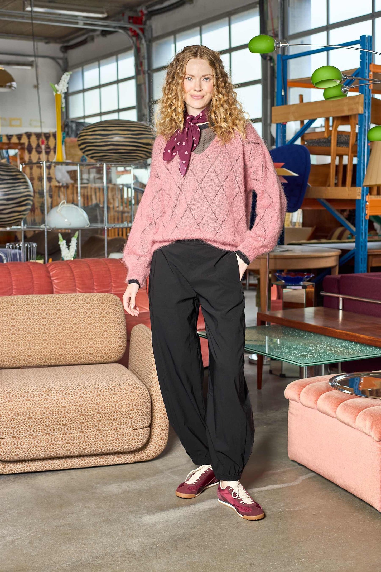 BC BJOERK ARGYLE JUMPER WARM ROSE