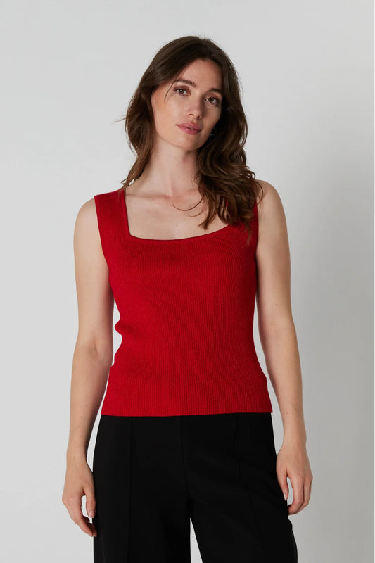 RDFNOA REVERSE KNIT TOP DEEP RED