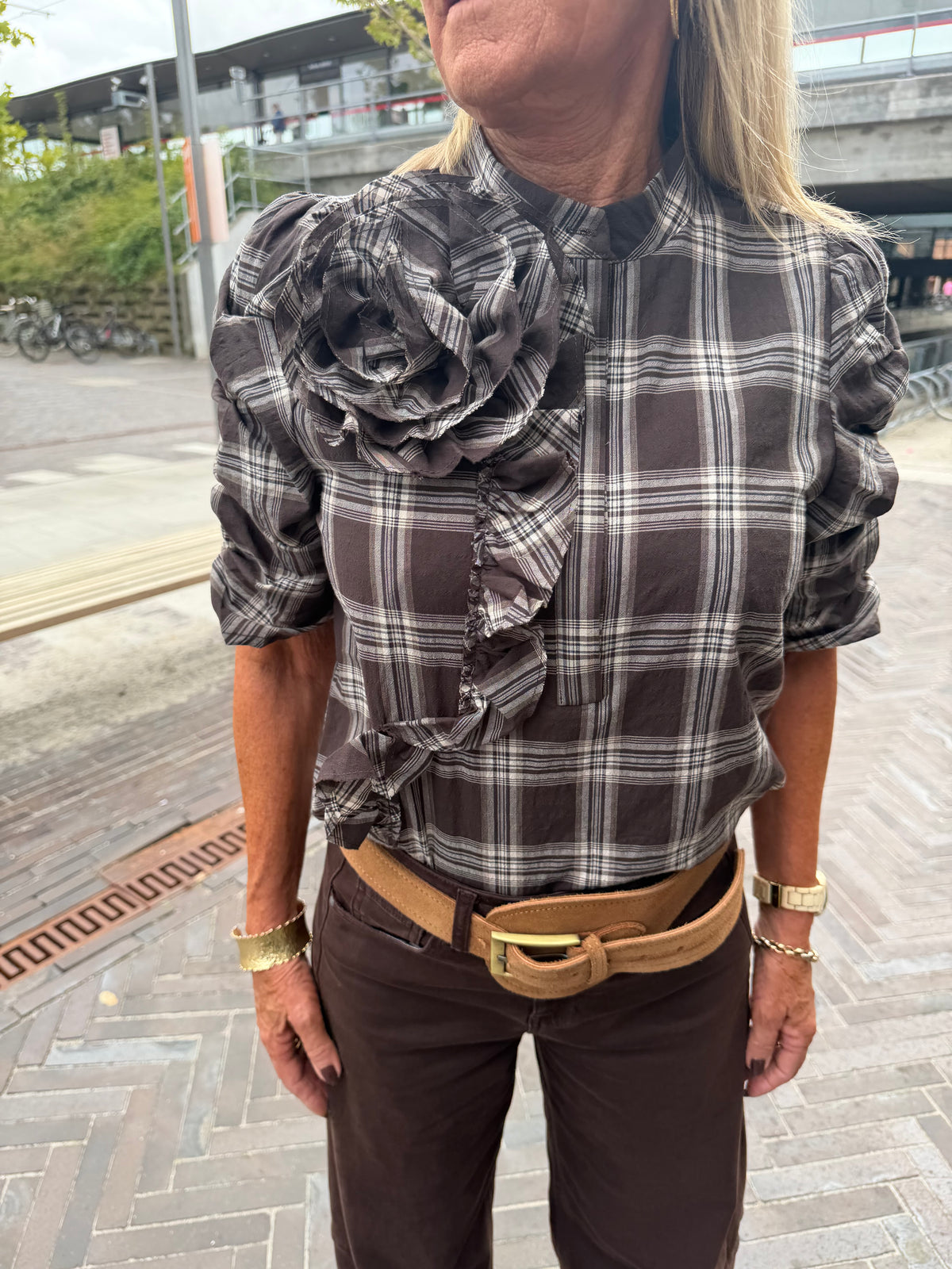 GOSSIA ZABINA BLOUSE BROWN CHECKS