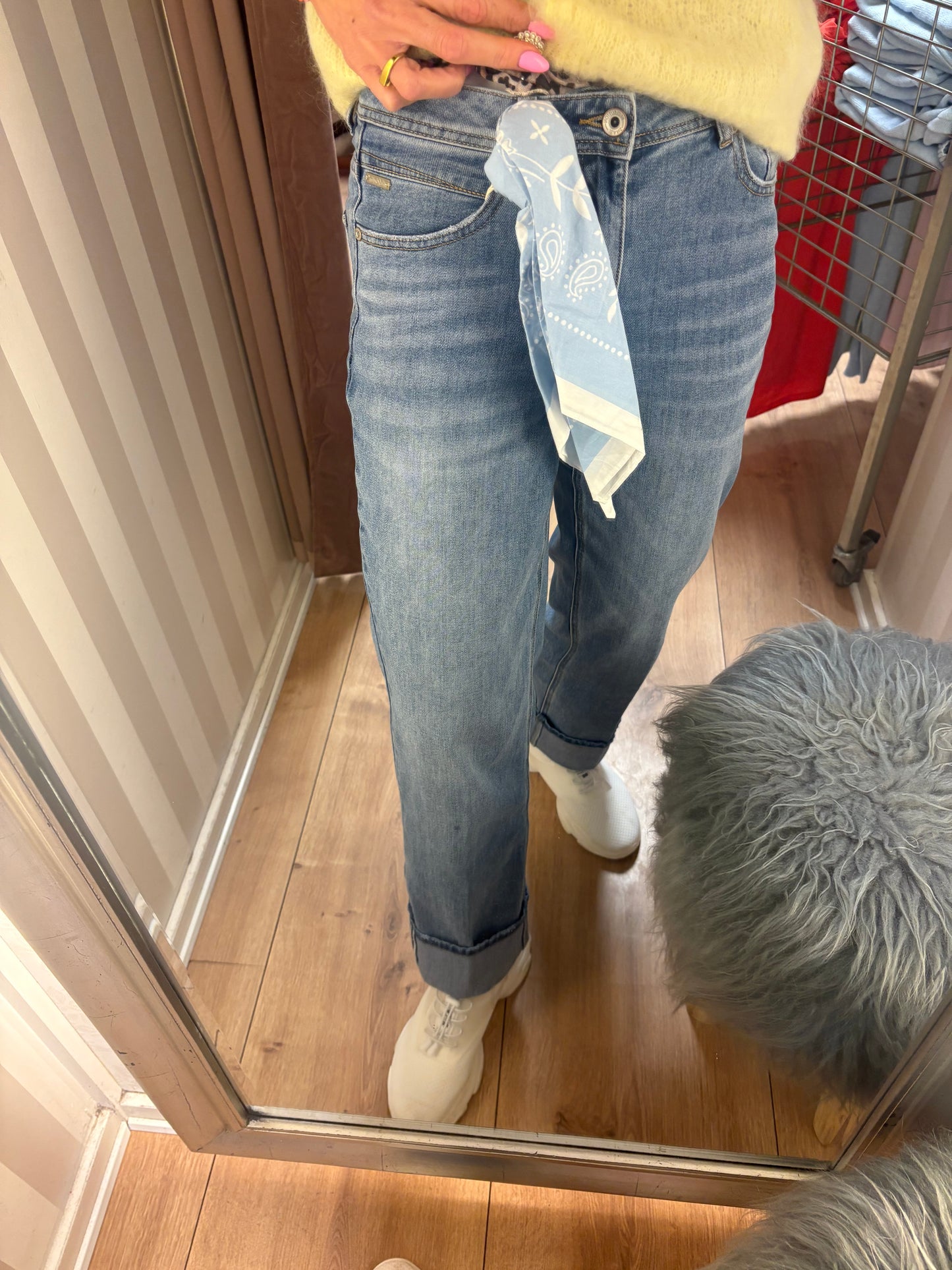 RED BUTTON KIM HIGH HEM&SCARF STONE