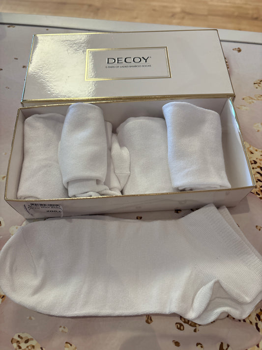 DECOY 5PAK BAMBOO SOCKS WHITE
