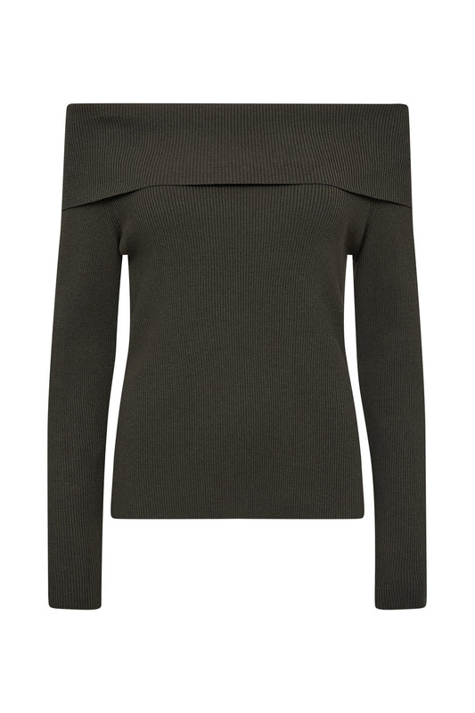 MMLIZ RIB OFF-SHOULDER KNIT ROSIN