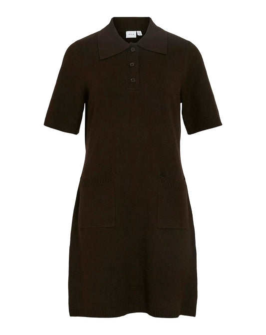 VILA VILINA 2/4 POLO KNIT COFFEE BE