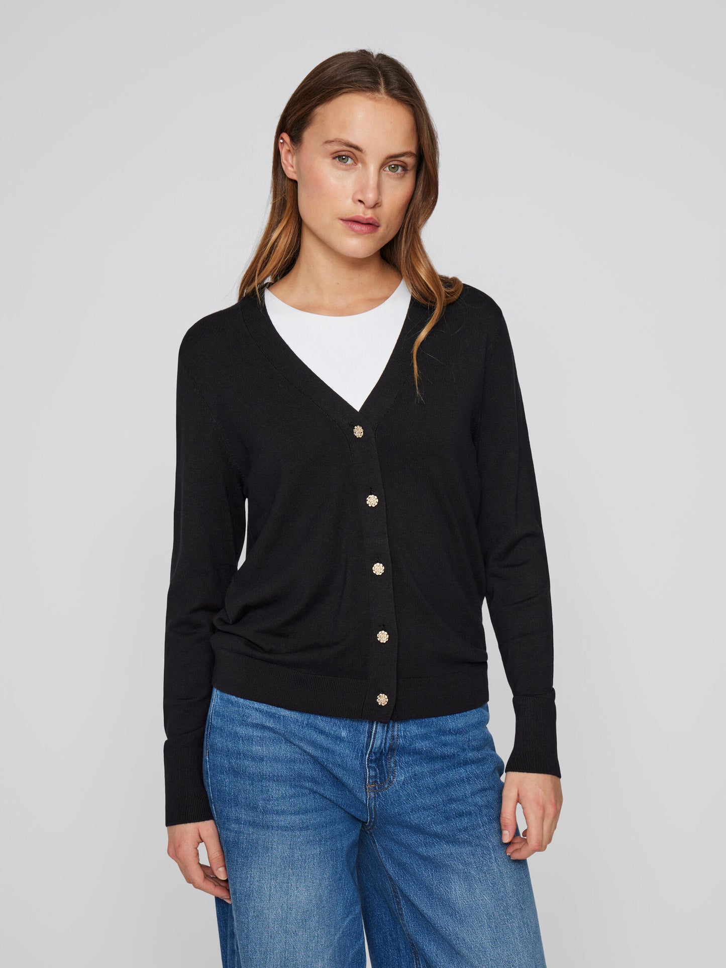 VILA VIWENNIE V-NECK L/S KINT CARDIGAN BLACK BEAUTY