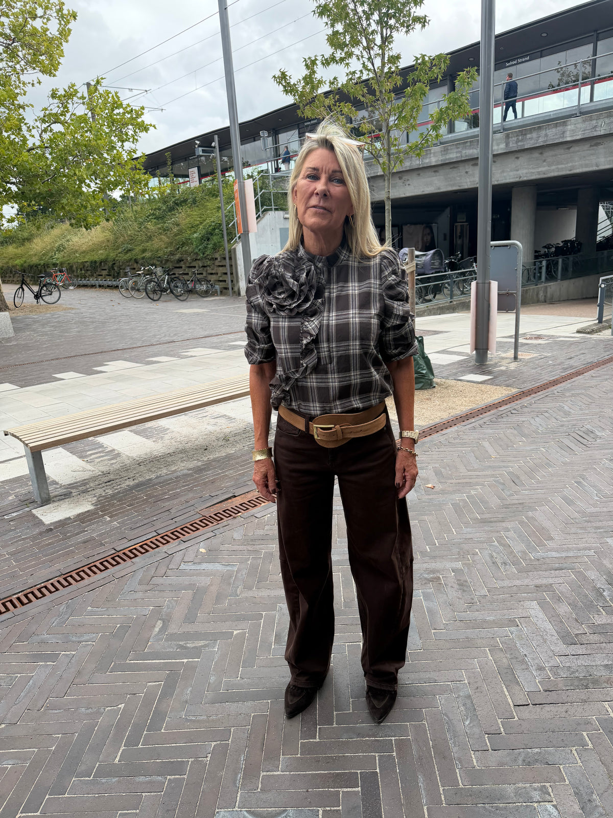 GOSSIA ZABINA BLOUSE BROWN CHECKS