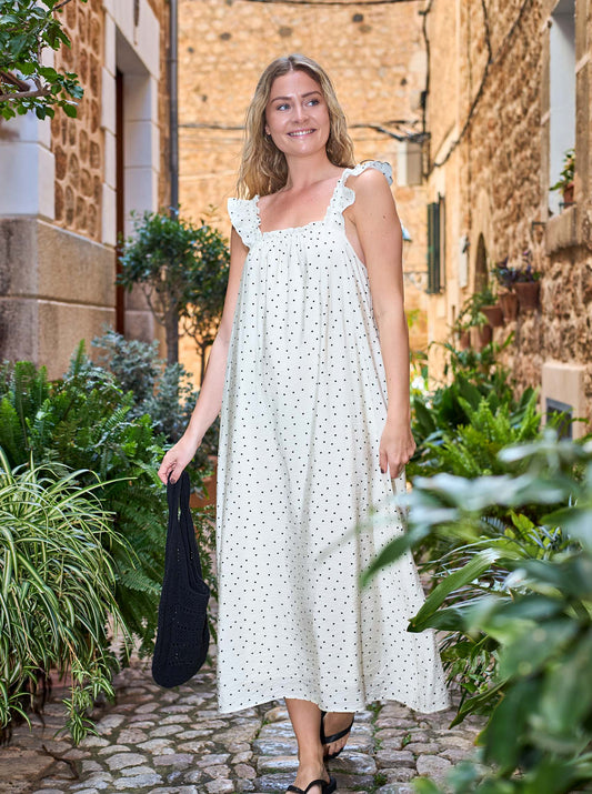 BCBEDIKT DRESS OFF WHITE DOT