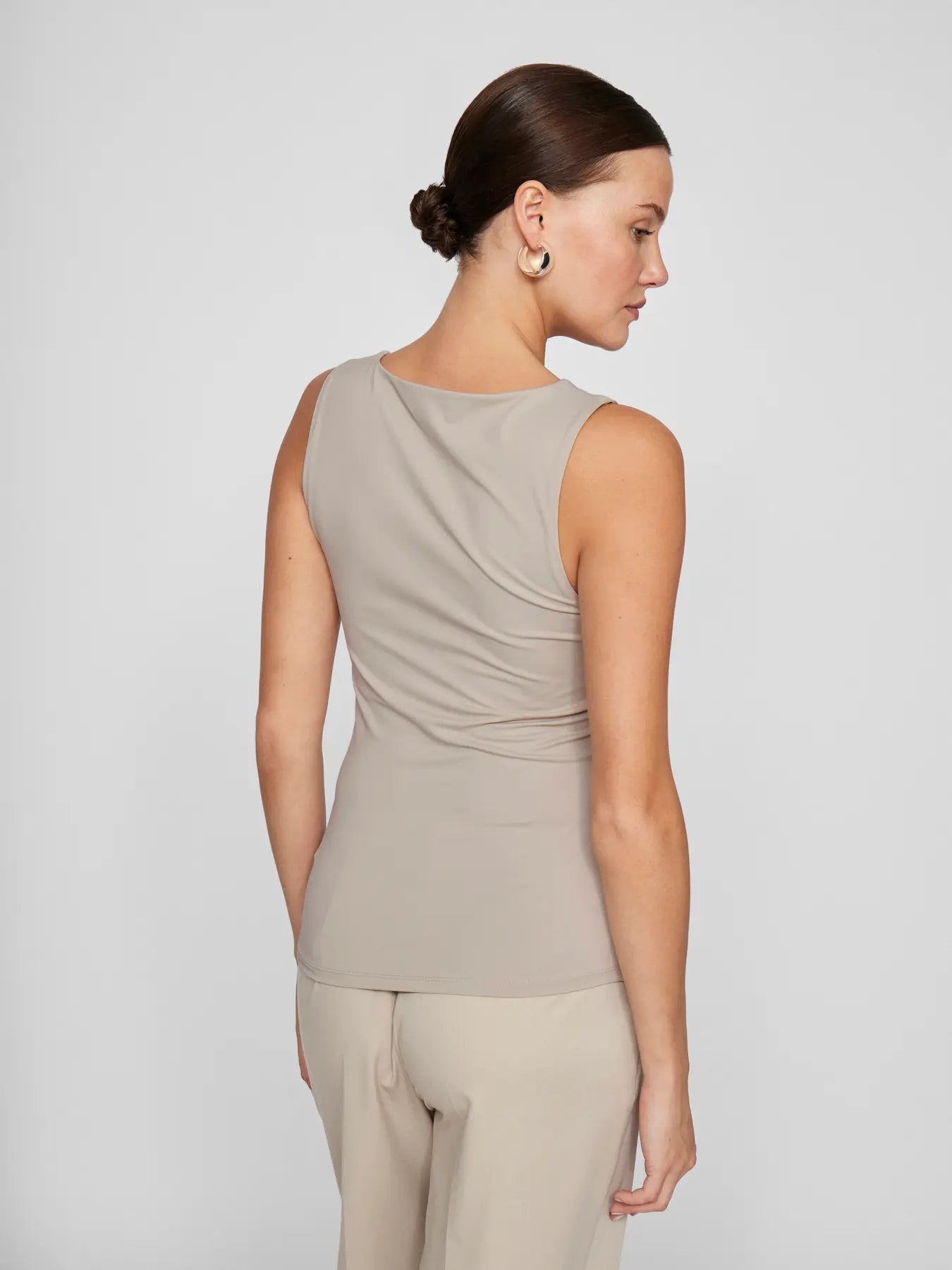 VILA VIKENZA U-NECK TOP SILVER GRAY