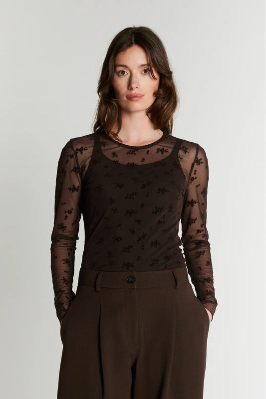 RDF ROUND NECK BLOUSE CHOCOLAT