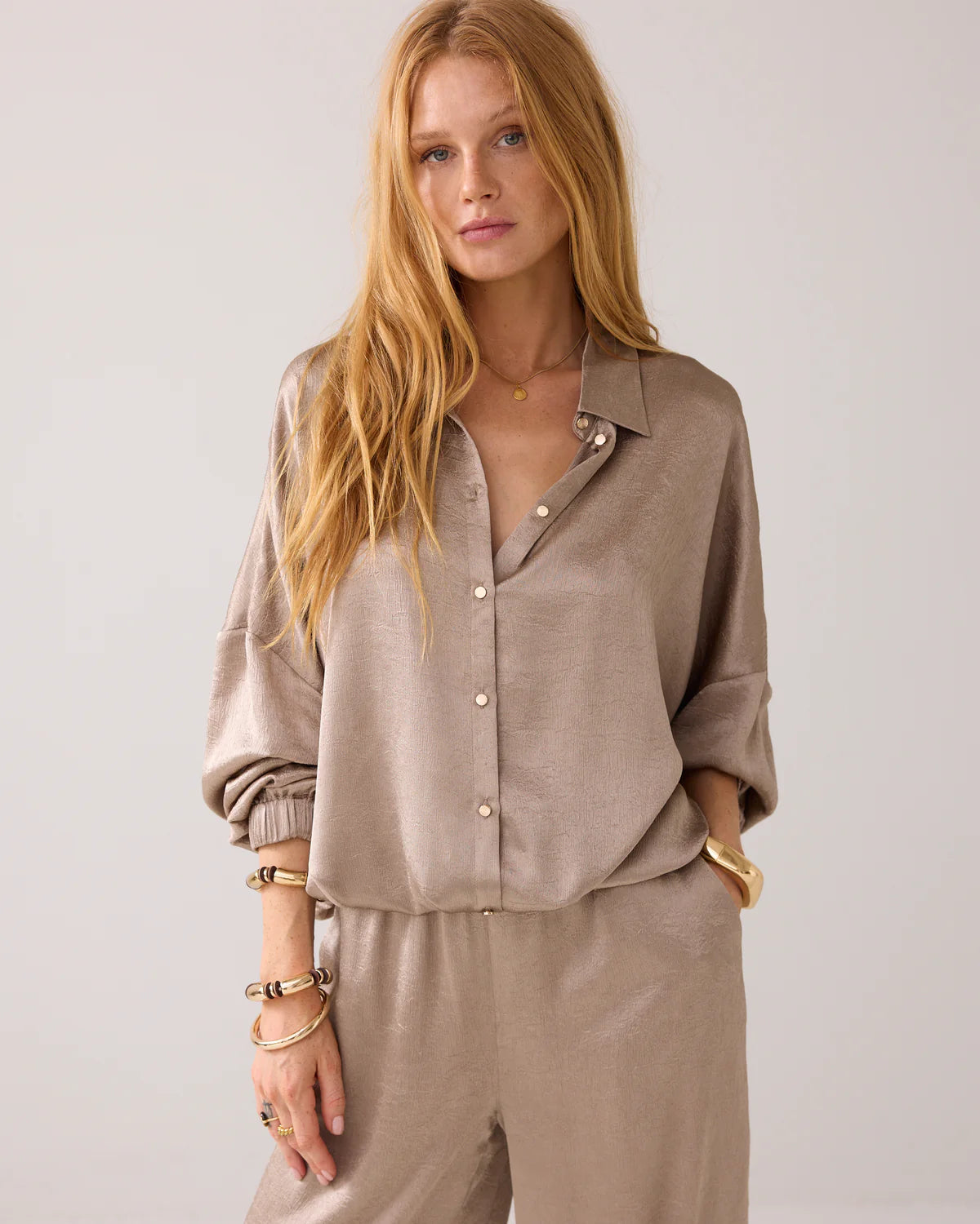 SUMMUM BLOUSE CRINKLE SATIN FUNGHI