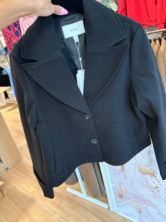 VILA VISOLO L/S SHORT JACKET BLACK