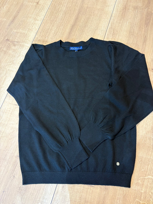 RED BUTTON SWEET PUFF SLEEVE BLACK