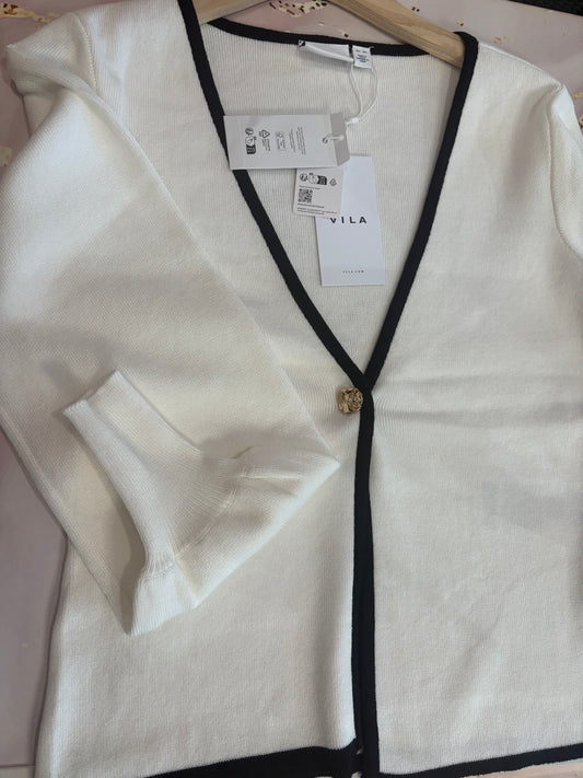VILA VISEBAHAT CARDGIAN WHITE/BLACK