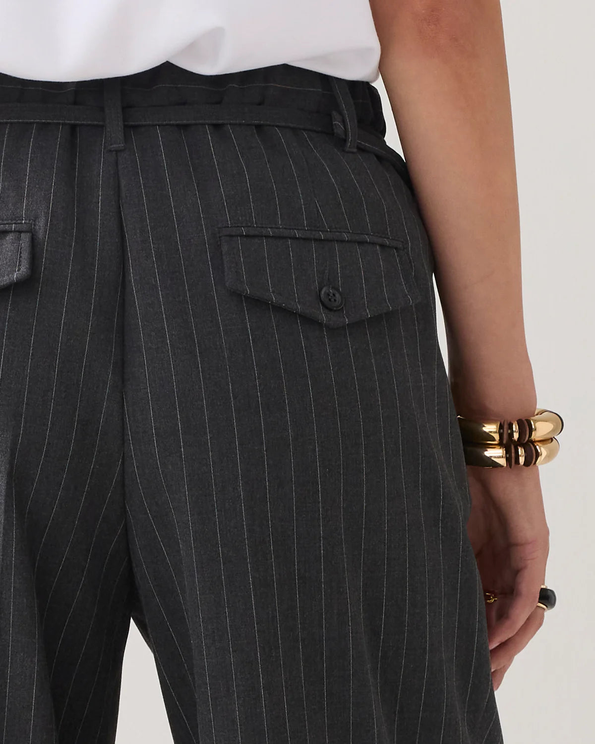 SUMMUM TROUSERS WIDE PINSTRIPE ANTH