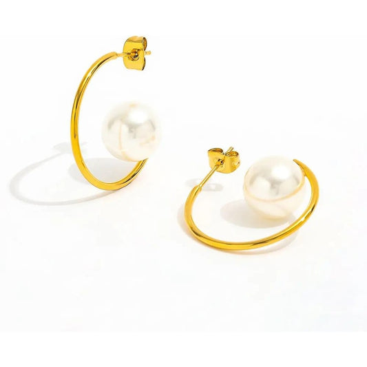 muun C-Hoop Pearl 18K Gold OE131