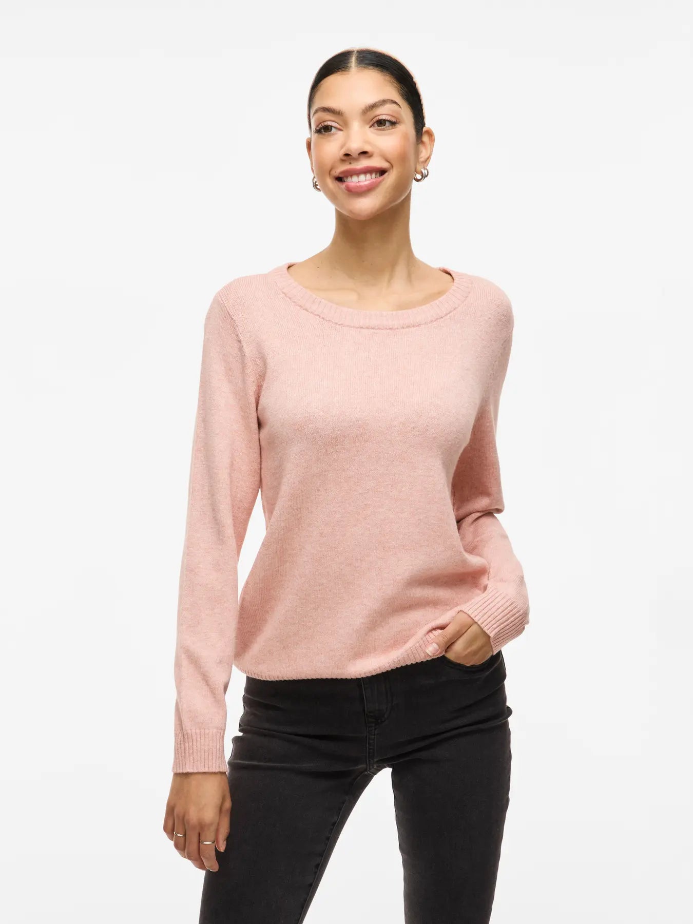 VILA O-NECK KNIT TOP MISTY ROSE
