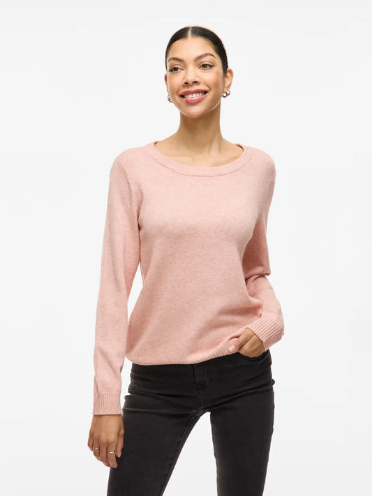 VILA O-NECK KNIT TOP MISTY ROSE