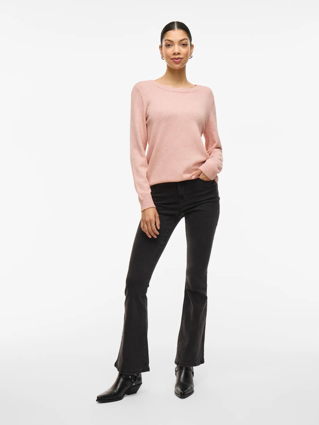 VILA O-NECK KNIT TOP MISTY ROSE