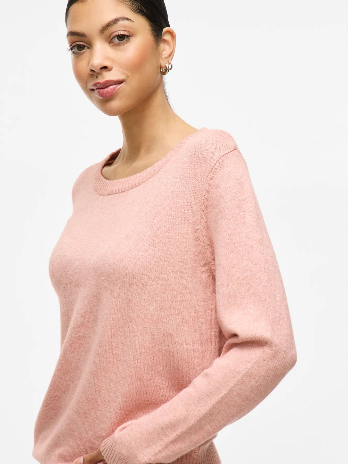 VILA O-NECK KNIT TOP MISTY ROSE