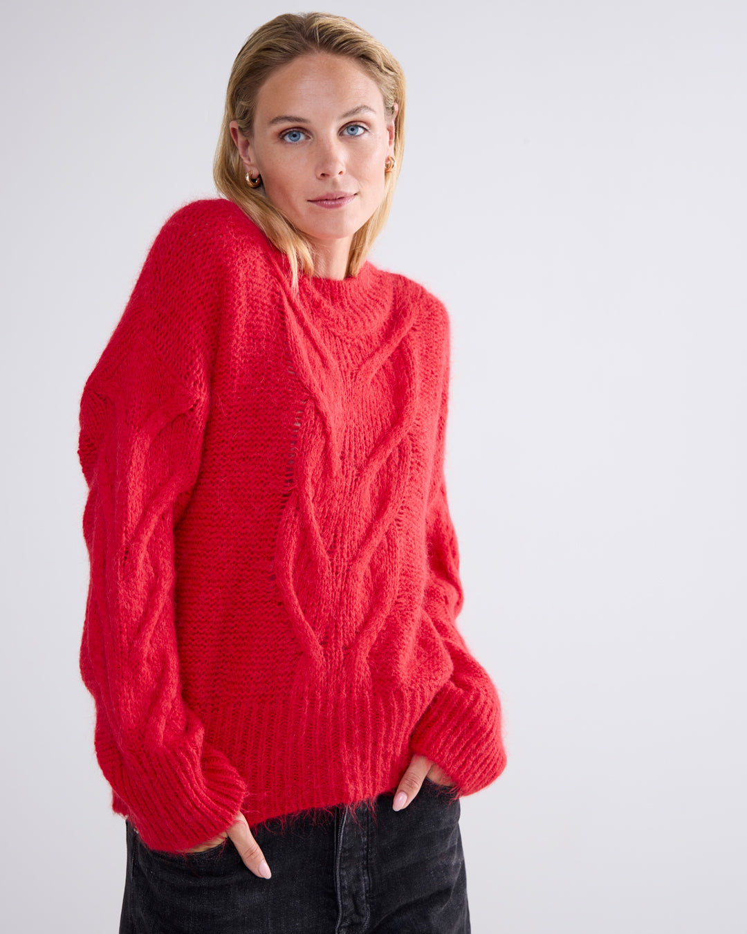 Summum Sweater Big Cable True Red