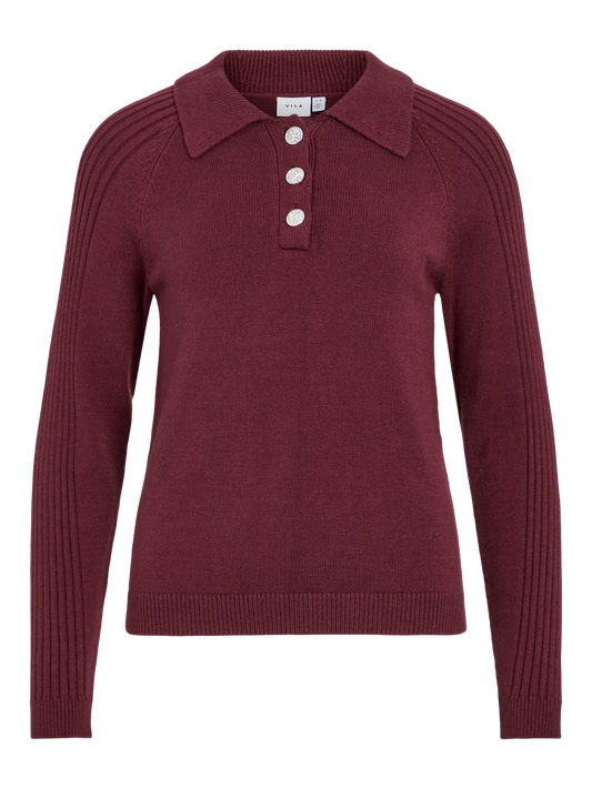 VILA VIDARJA POLO L/S KNIT TOP FIG