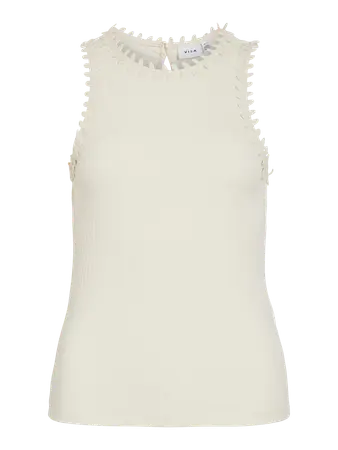 ´VILA VIBABIA LEAF O-NECK TOP BIRCH