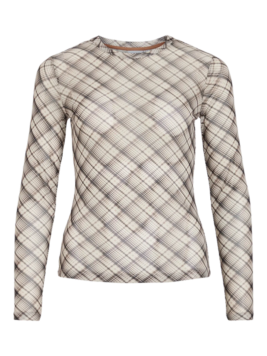 VILA VIVOLETTIS O-NECK MESH BIRCH