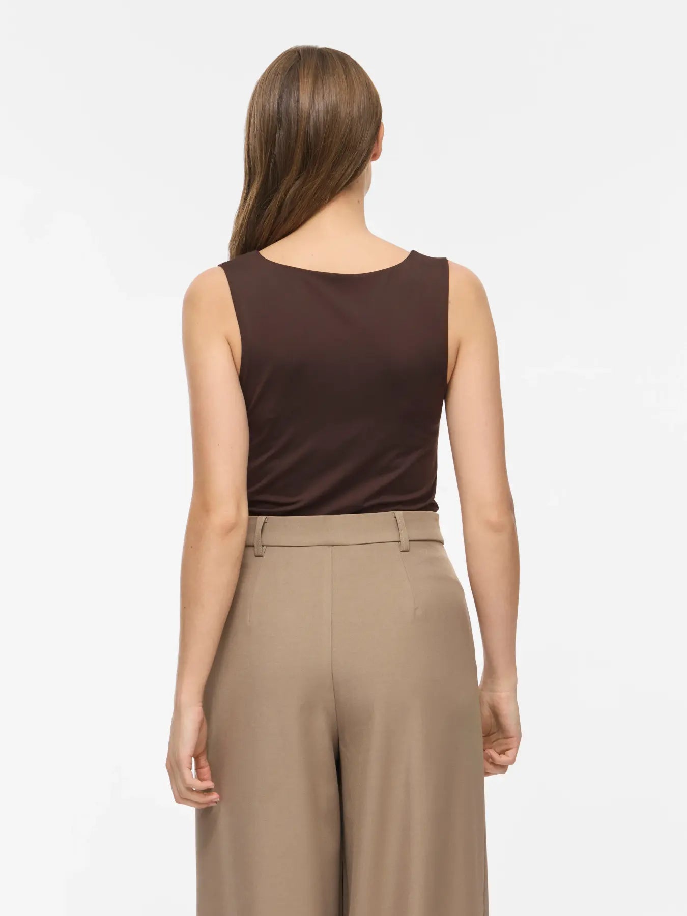 VILA VIKENZA U-NECK T TOP BEAN