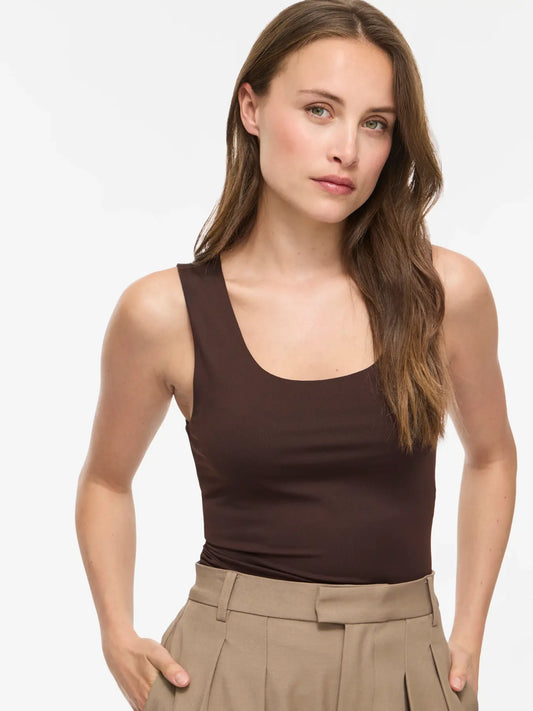 VILA VIKENZA U-NECK T TOP BEAN