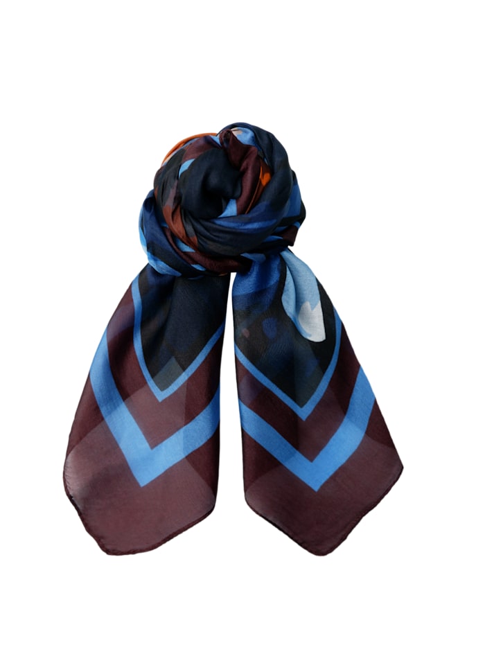 BCMARE SILK SCARF BLUE MARBLE