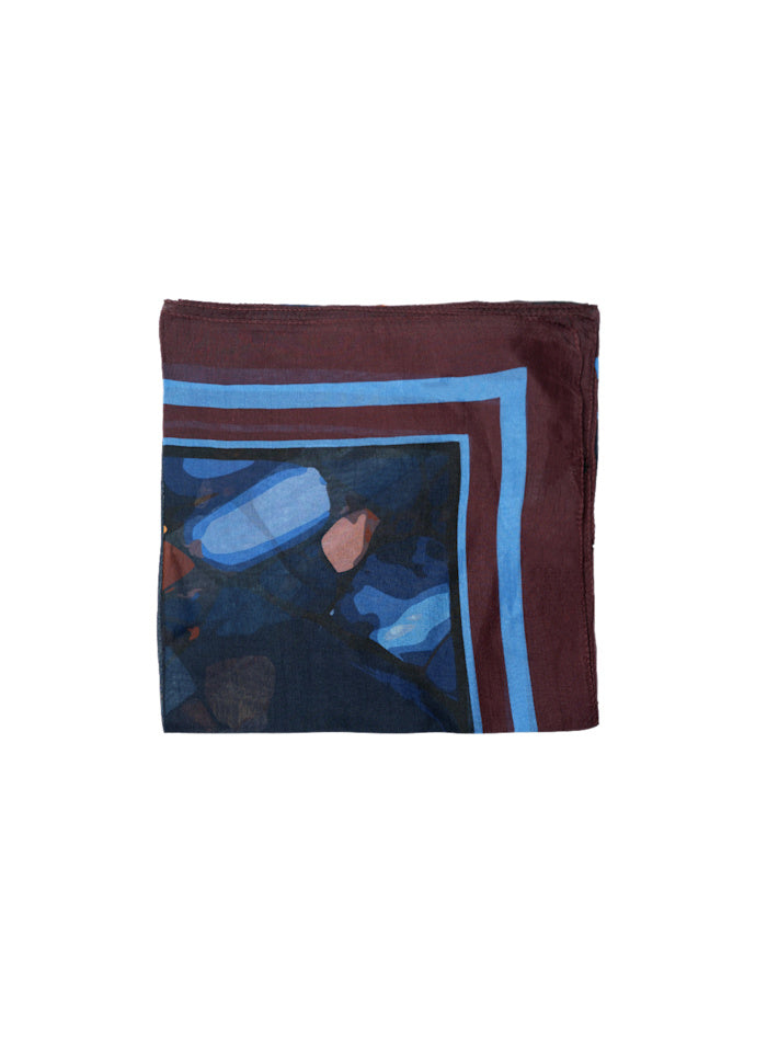 BCMARE SILK SCARF BLUE MARBLE