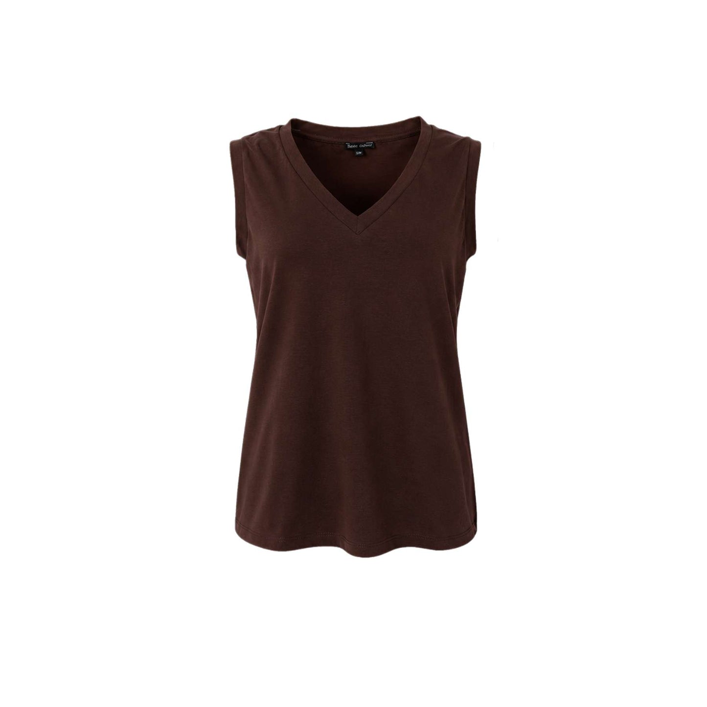 BLACK COLOUR MAY V-NECK TOP COFFE