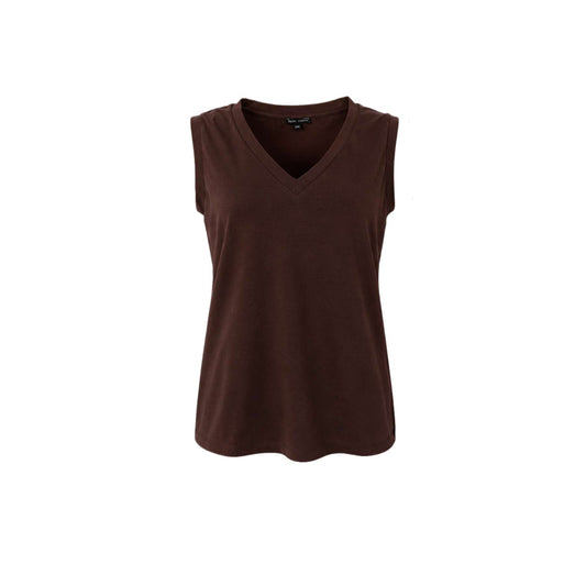 BLACK COLOUR MAY V-NECK TOP COFFE