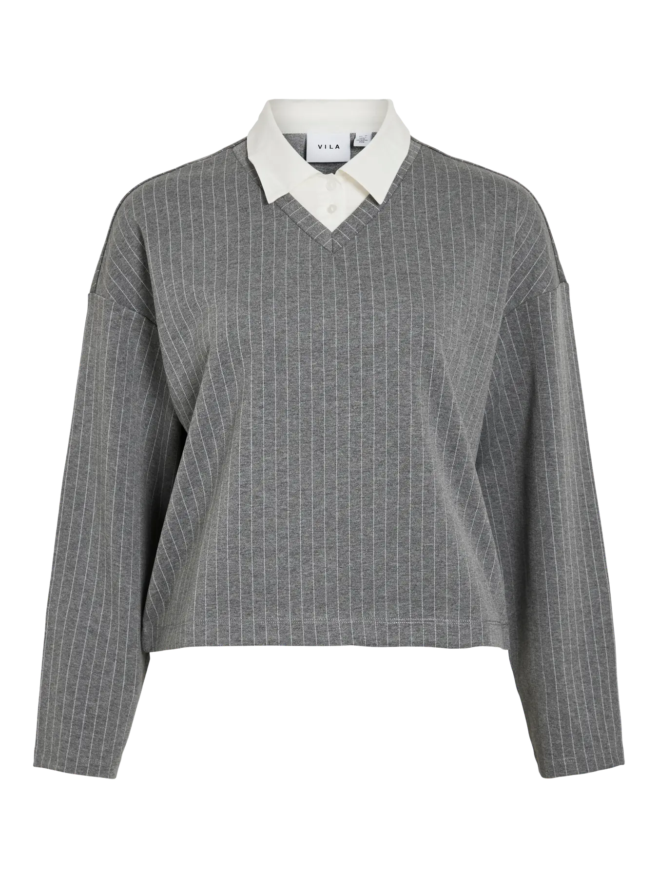 VILA VIARLESA COLLAR TOP GREY MELAN
