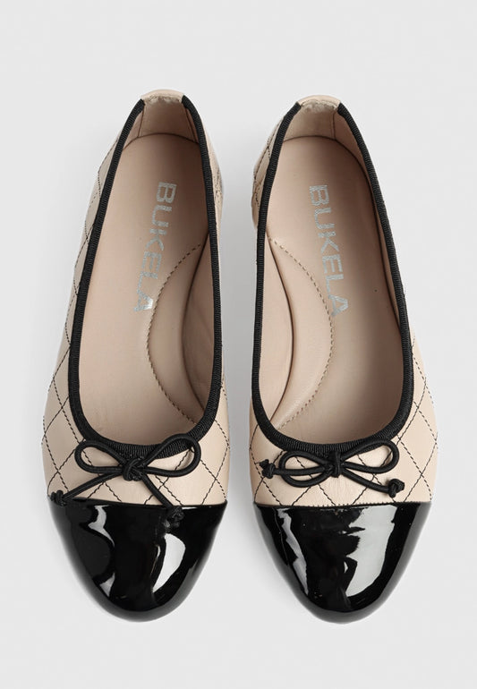 BUKELA,Mery Beige/Black Ballerina