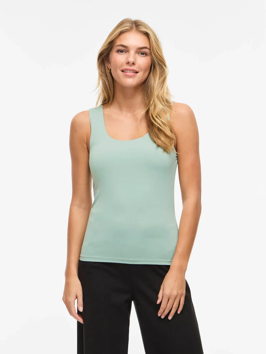 VILA VIKENZA U-NECK TOP BLUE SURF