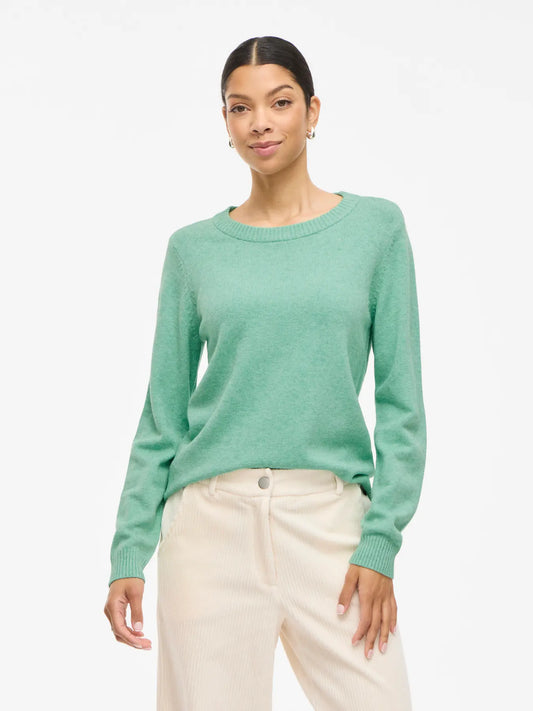 VILA VIRIL O-NECK KNIT GREEN MELANG