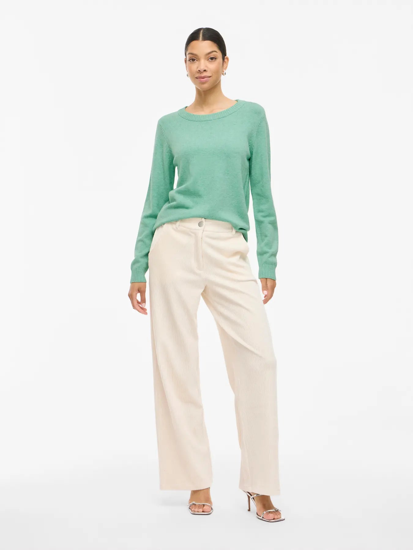 VILA VIRIL O-NECK KNIT GREEN MELANG