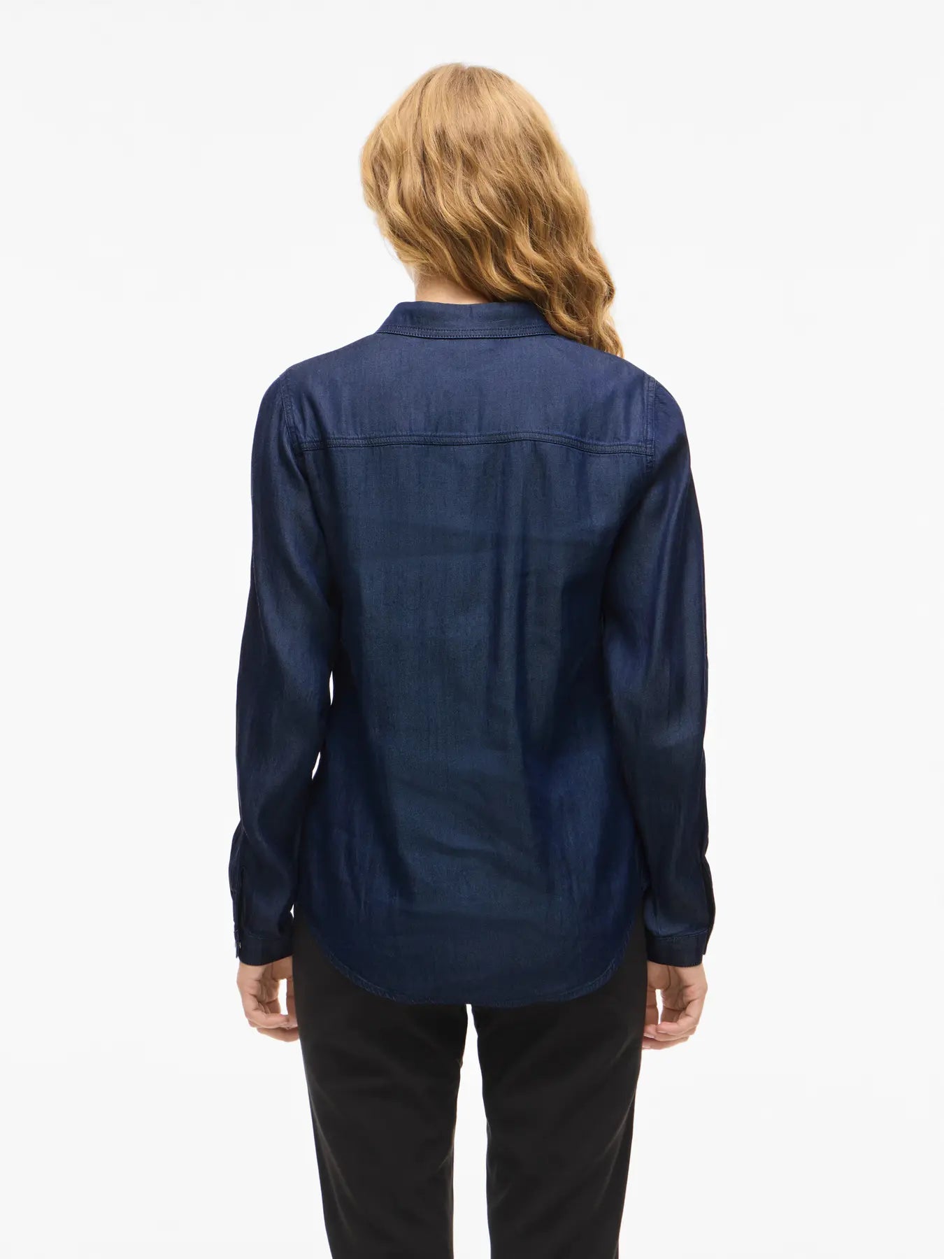 VILA VIBISTA DENIM SHIRT DARK BLUE